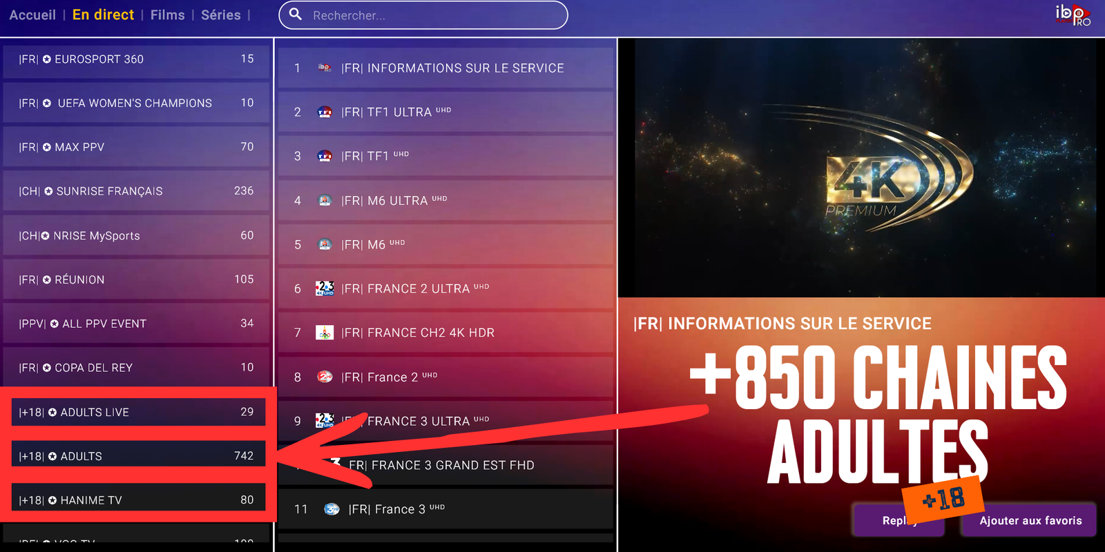 Abonnement IPTV adulte avec chaînes adultes +18